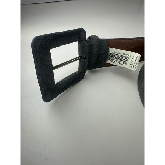 Lauren Ralph Lauren Genuine Leather Suede Graphite Gray Belt Size Large - Picture 4 of 9